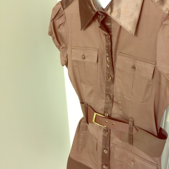 Brown tunic top with belt. - Picture 1 of 4