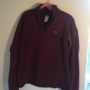Patagonia burgundy half-zip better sweater. Size M