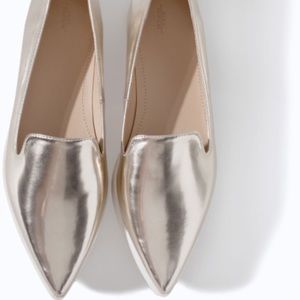 Gold Zara slip on shoe