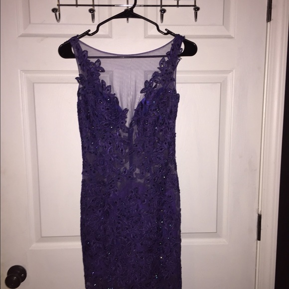 Stunning homecoming deep blue detailed dress - Picture 2 of 4