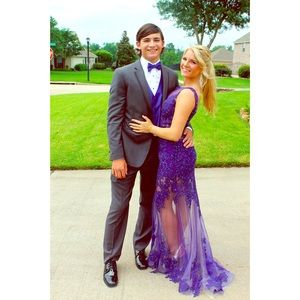 Stunning homecoming deep blue detailed dress