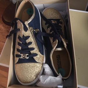 Navy and gold Michael Kors sneakers