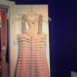 Diamond detailed pink bondage dress