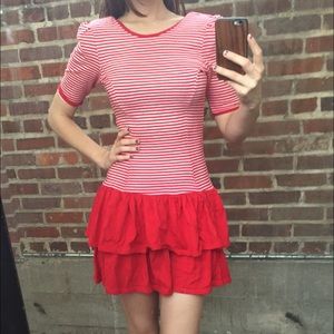 Vintage red &white striped dress