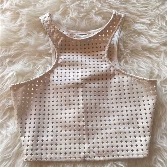 White Pleather Crop Top