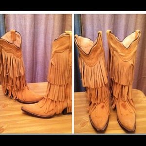Tanner Mark Leather Fringed Boots
