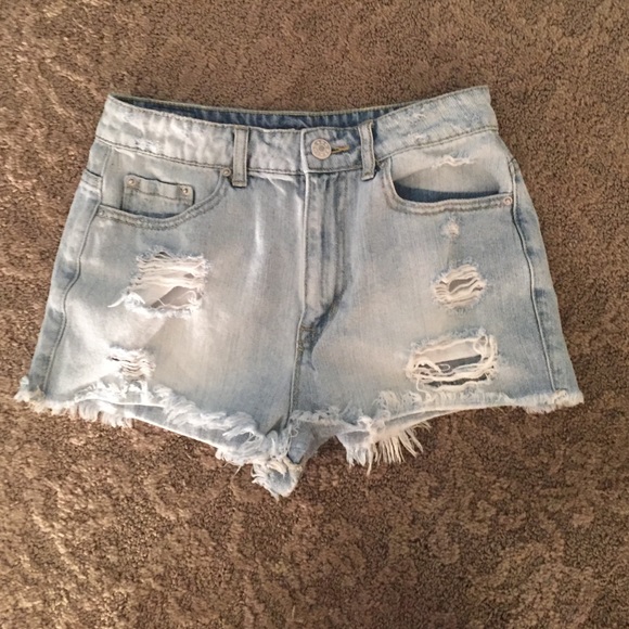 High rise, worn and torn, jean shorts!