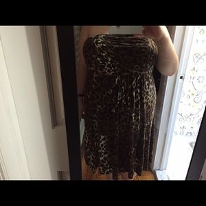 Lane Bryant Strapless Cotton Leopard Dress