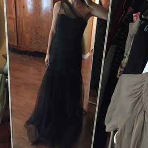 BEAUTIFUL black sheer prom dress mermaid bottom