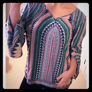 Woman's Blue/Jade Pink Owl Apparel Top Size Large