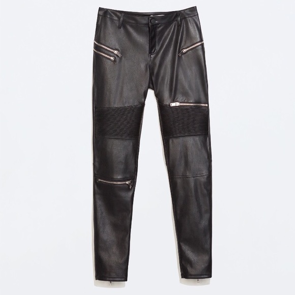 Zara faux leather biker pants-spring 15 collection