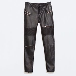Zara faux leather biker pants-spring 15 collection