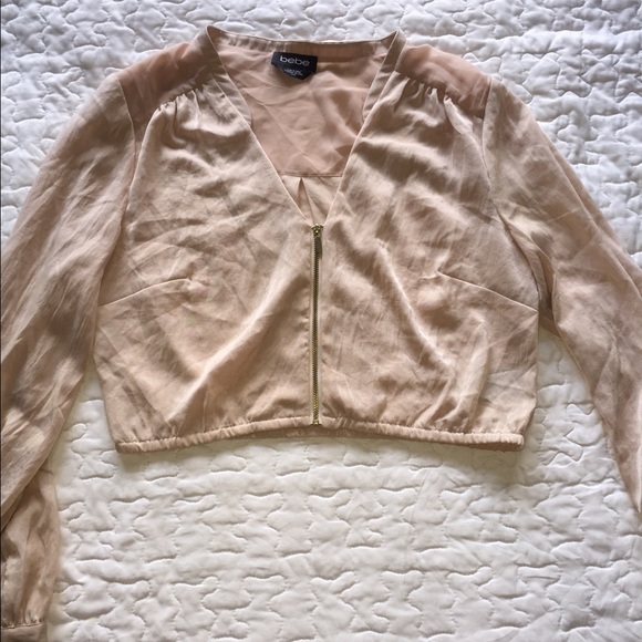 Bebe cropped zip up shirt