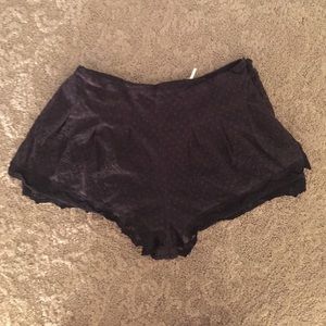 Black, laced, high waisted shorts