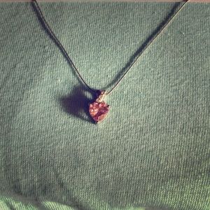 STERLING SILVER PINK SAPPHIRE HEART NECKLACE.