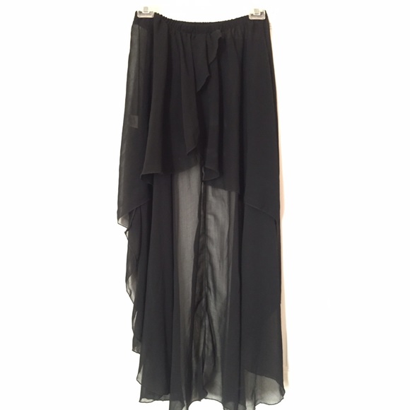 Sheer Black High Low Skirt by Brandy Melville