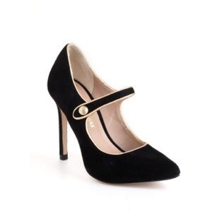 Pour La Victoire "Case" Kid Suede Heels in Black