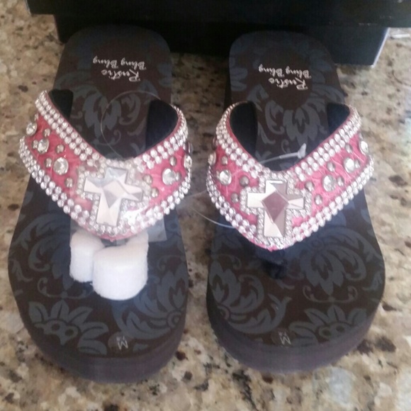 Rustic Bling Flip flops 7/8