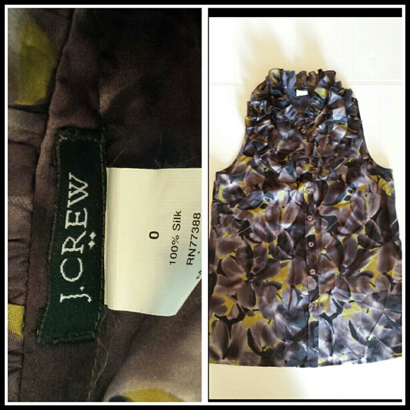***SOLD J Crew 100%Silk Multicolored Ruffle Top - Picture 3 of 3