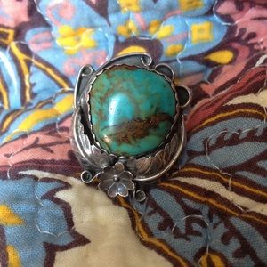 turquoise ring, sterling silver, size 7
