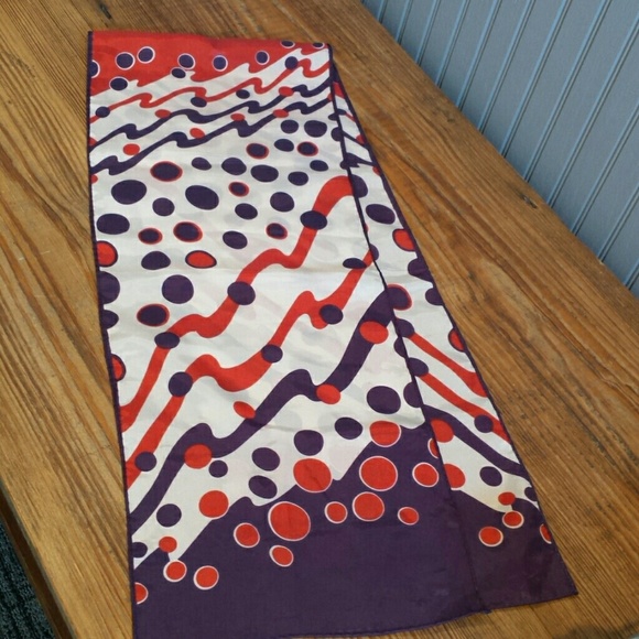 Scarf Vintage Red White Purple made in Japan - Picture 3 of 4