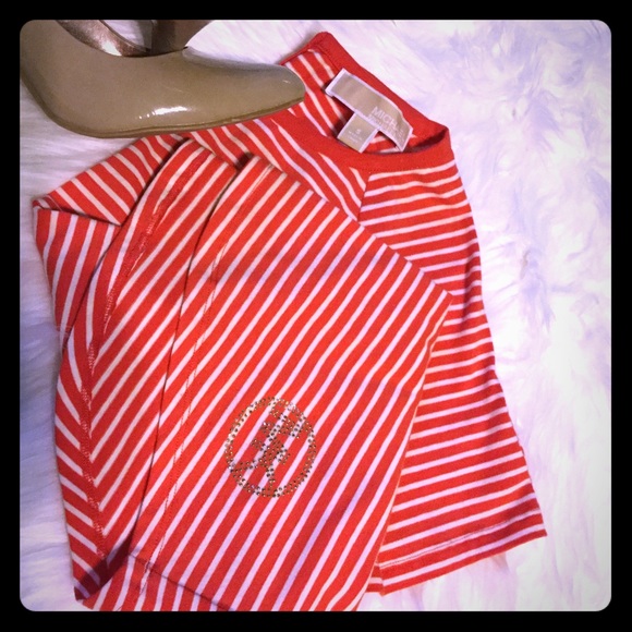 Michael Kors coral striped tee. Size small