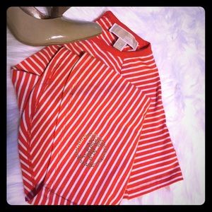Michael Kors coral striped tee. Size small