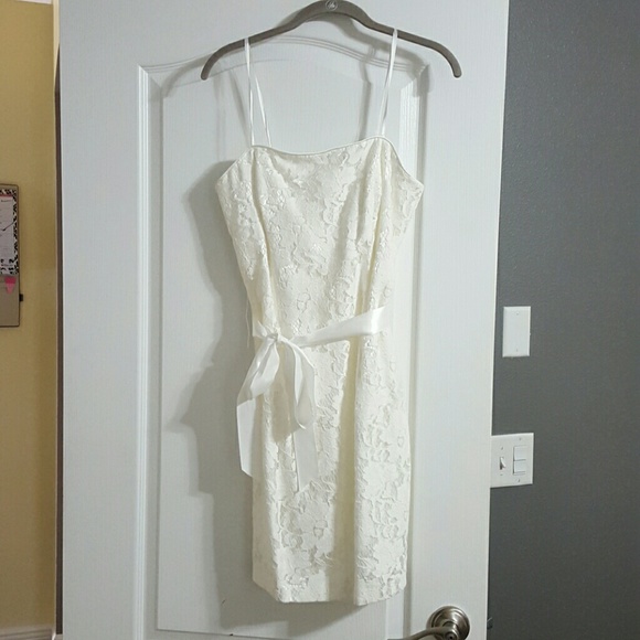 Like new strapless white lace sheath dress