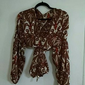 Michael Kors' Red, Cream & Taupe PaisleyTop