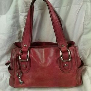 Fossil Oxblood Leather Satchel