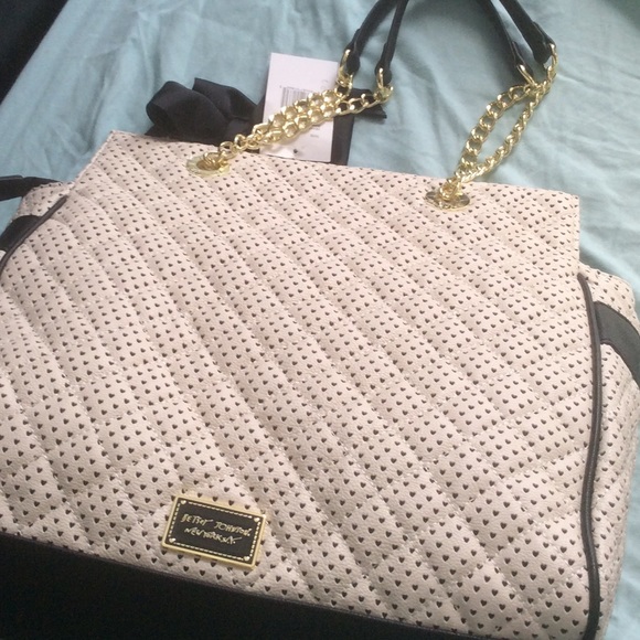 Off white and black large handbag heart cutout - Picture 3 of 4