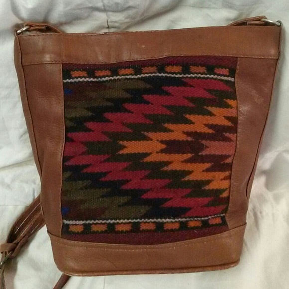 Aztec Woven Wool & Leather Crossbody