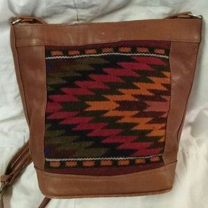 Aztec Woven Wool & Leather Crossbody