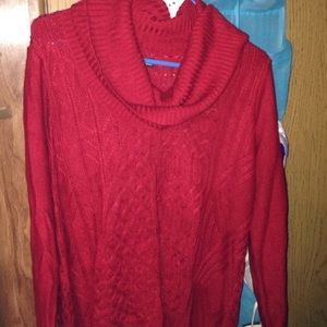 Red turtleneck sweater large