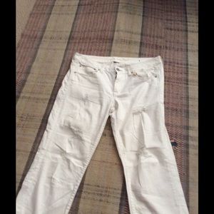 White destroyed capris