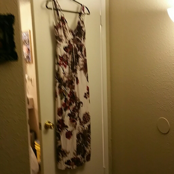 Multi color floral print maxi dress