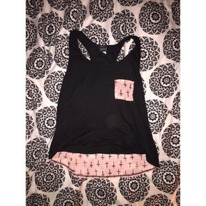 Black and Pink Cross Tank Top