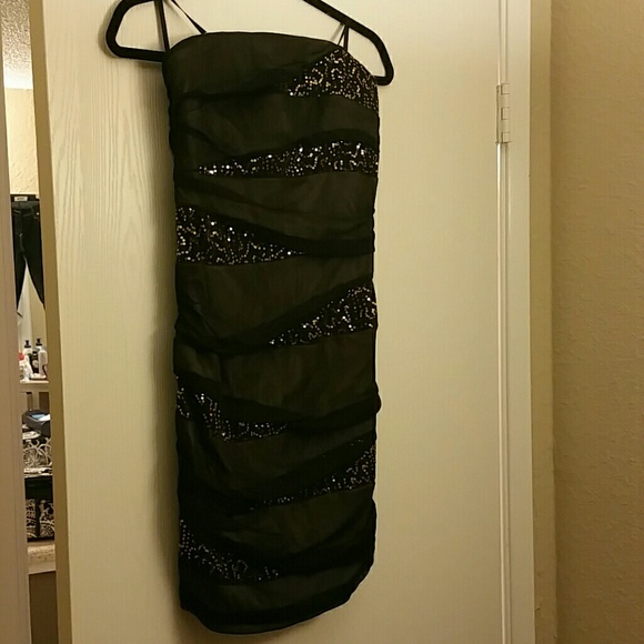 Black and tan sparkly cocktail dress