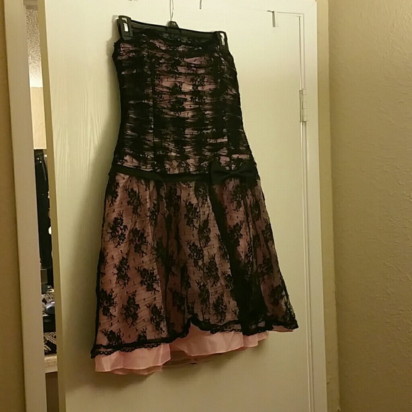 Black and pink lace cocktail dress