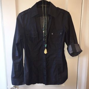 Express military dark wash chambray