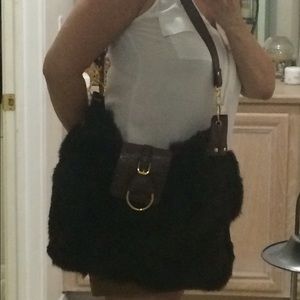 Faux fur book bag/ purse