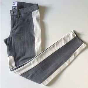 Paige Premium gray denim with white stripes.