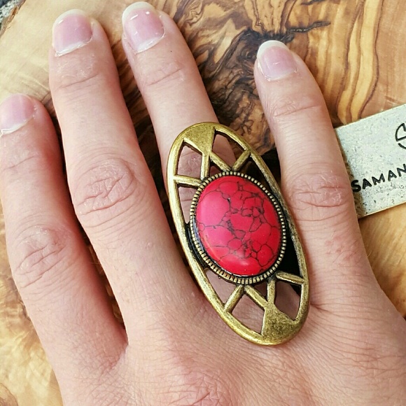 Samantha Wills Red Stone and Brass Ring! - Picture 3 of 4