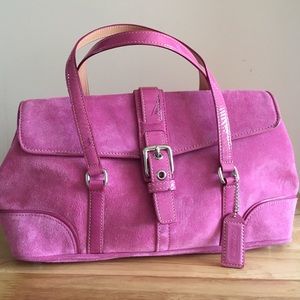 Coach mini pink suede bag