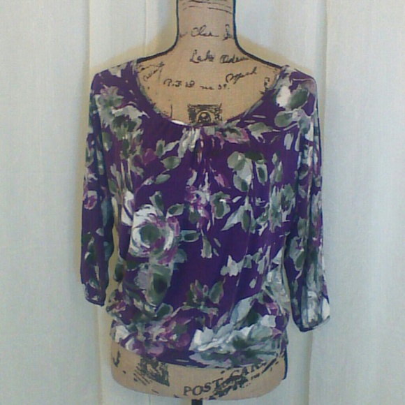 Lauren Conrad Deeper purple & green floral Tee