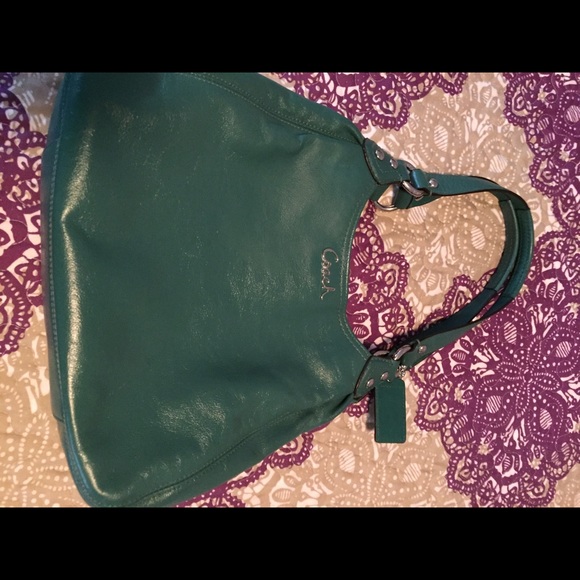 Coach Ashley hobo leather teal green