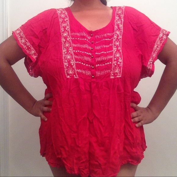 Tribal print red top - Picture 1 of 2