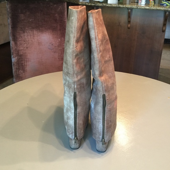 Taupe Leather Boots - Picture 2 of 4