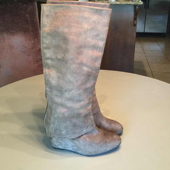 Taupe Leather Boots - Picture 3 of 4