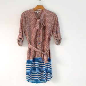 Collective Concepts graphic button up tie dress